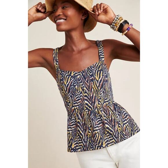 Anthropologie Jaime Zebra Peplum Tank - Picture 1 of 8